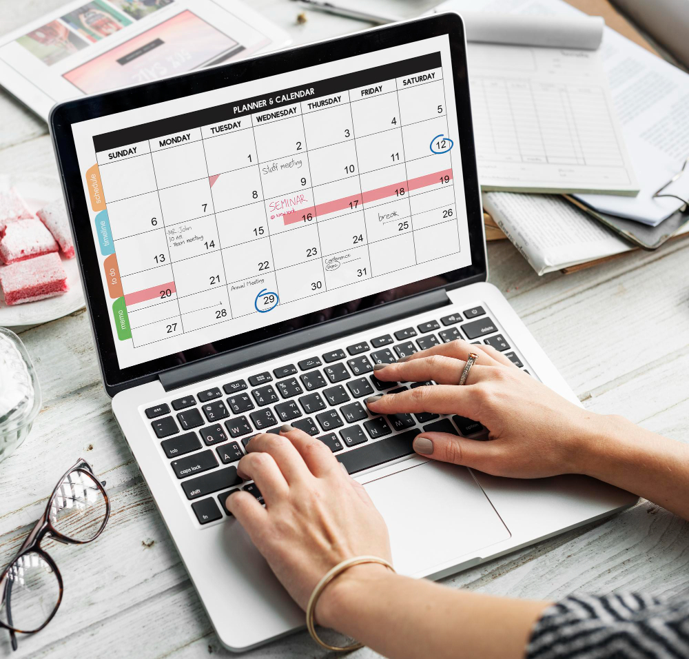 calendario en pantalla
